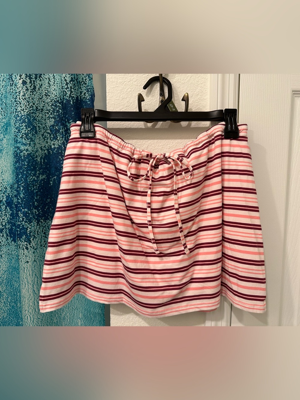 #49 No Boundaries Pink and Burgundy Striped Mini Skirt